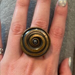 Brown and Black Spiral Ring